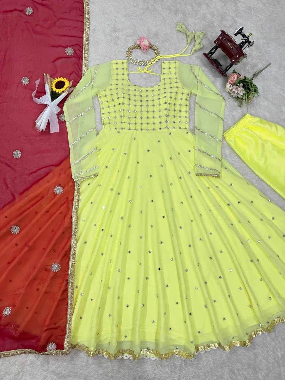 Faux Georgette Anarkali Gown Long Gown - MYLUXURY LANE ENTERPRISE